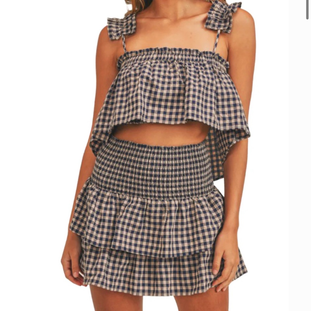 MABLE Navy and Beige Checkered Set